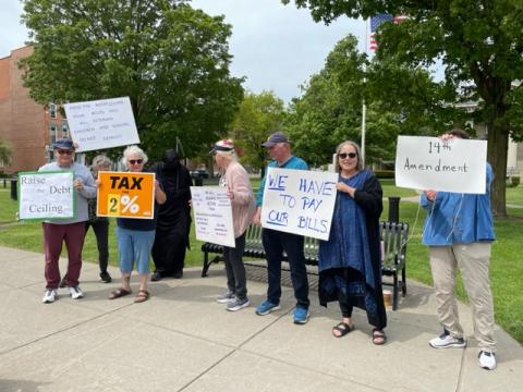 Indivisibles hold rally in rural, red Chenango County to hold Republican Rep. Marc Molinaro (NY-19) accountable for pushing the country closer to a default. 